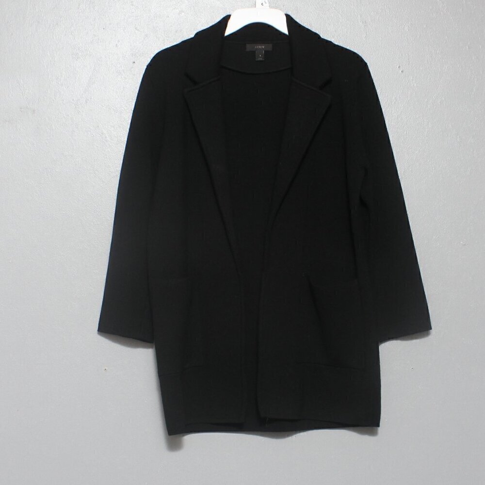 J crew Merino wool black open hang cardigan oversize blazer jacket
